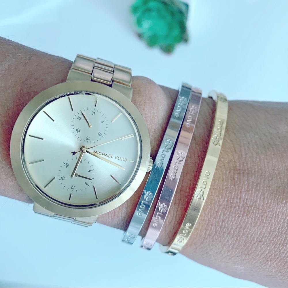Love 3 Tone Bangle Bracelet Set